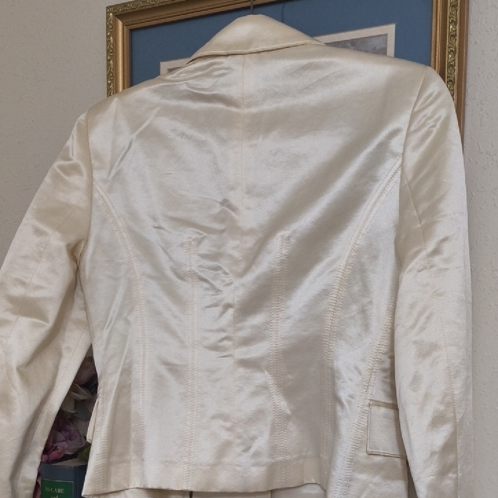 Kulson Italy Elegant Cream Satin Blazer Glam maximalists Scandinavian Preppy - Picture 9 of 14